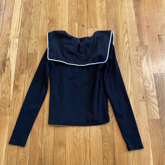 zara black top Ribbed Size Small Collard Long Sleeves Woman. - Picture 4 of 5